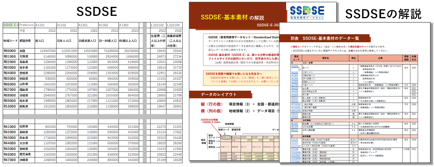 SSDSE及びその解説のイメージ図